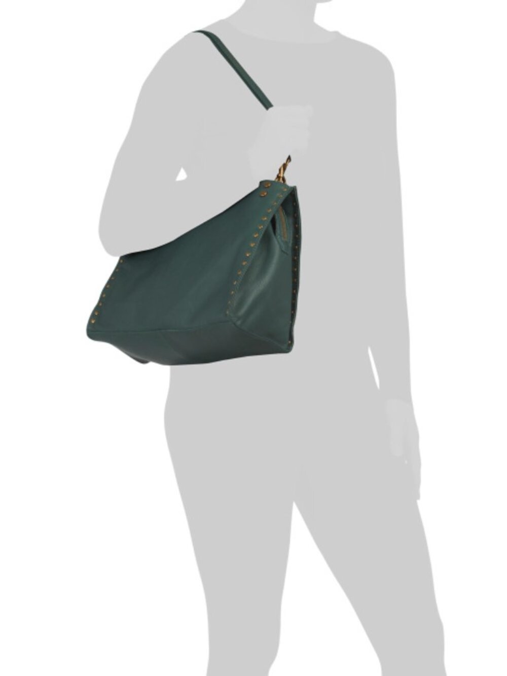 AMERICAN LEATHER CO. Leather Lenox Studded Triple Entry Satchel - Picture 5 of 5